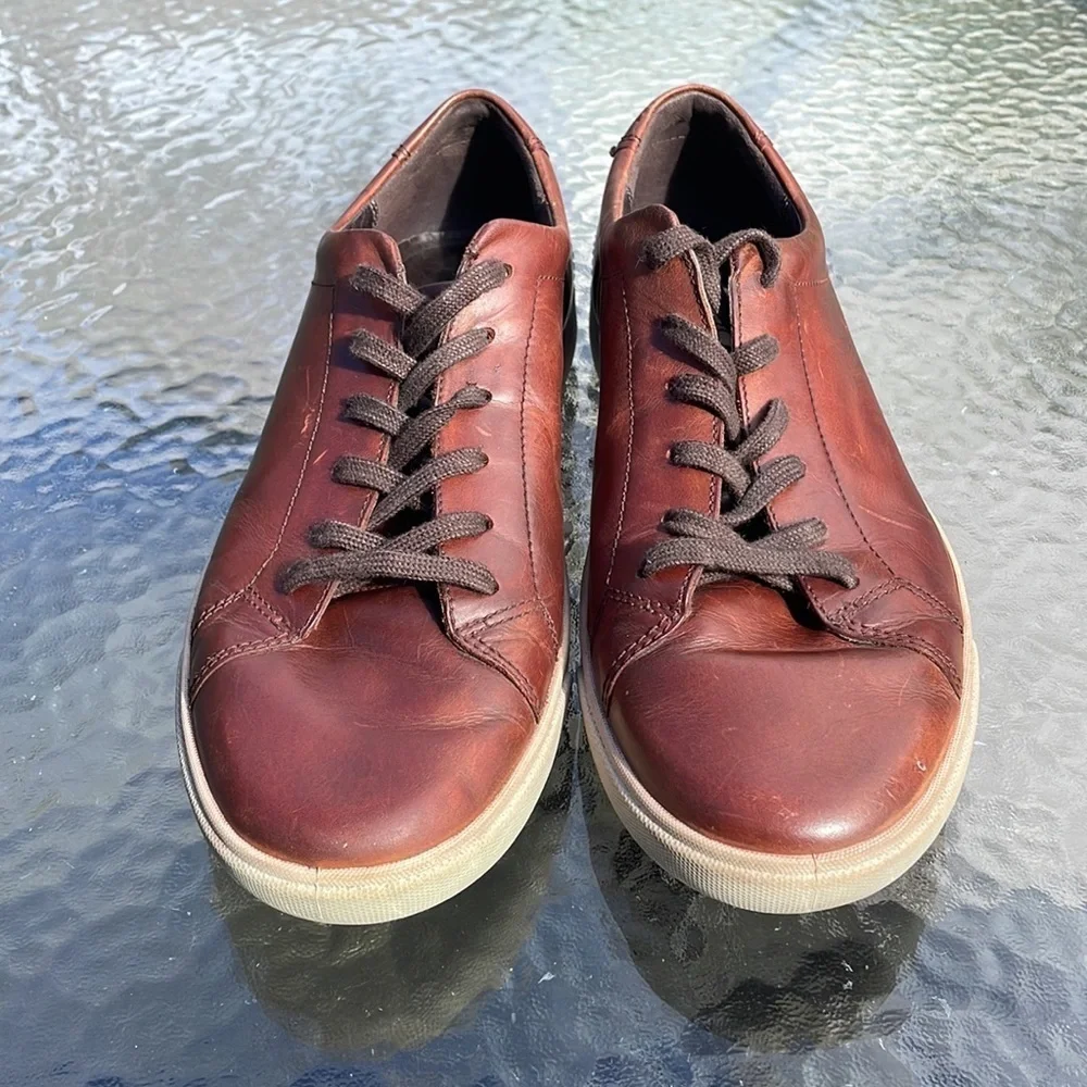 Mens Ecco Soft 7 Danish Design Brown Leather Sneakers Lace Up US Size12, EUR 46